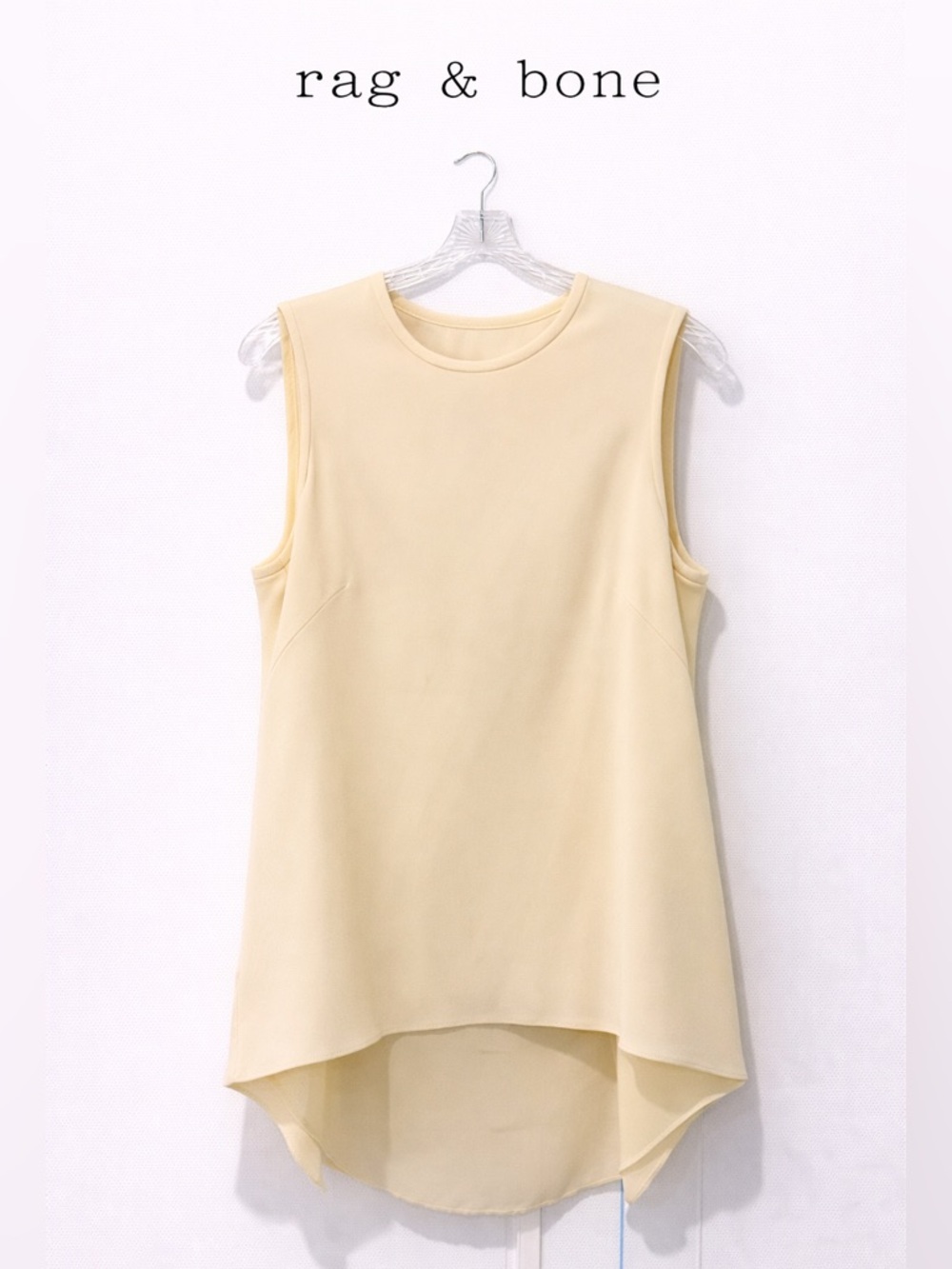 rag & bone Cream Open Back Blouse S Sleeveless Asymmetrical Layered Top